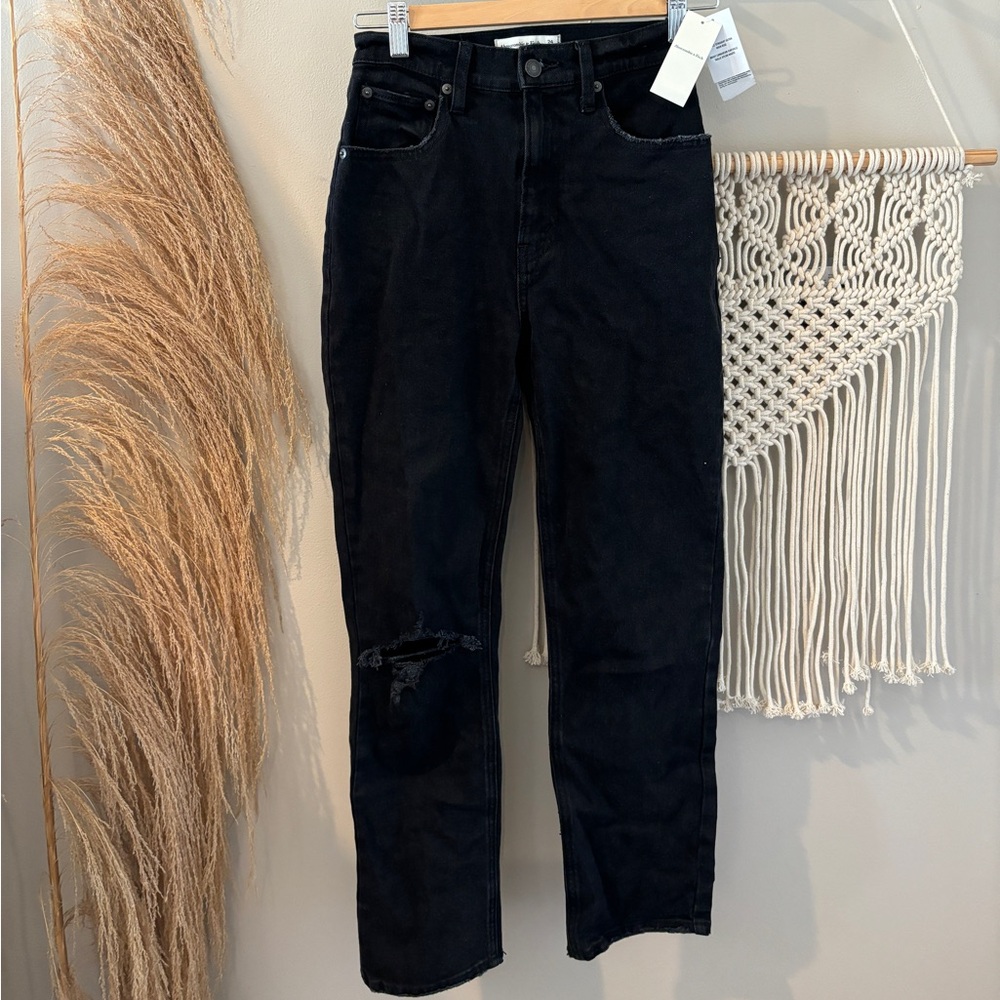 Abercrombie Curve Love ultra high rise ankle straight leg Jean